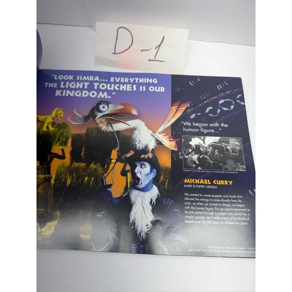 Disney The Lion King Broadway Musical Playbill Program Lot D-1